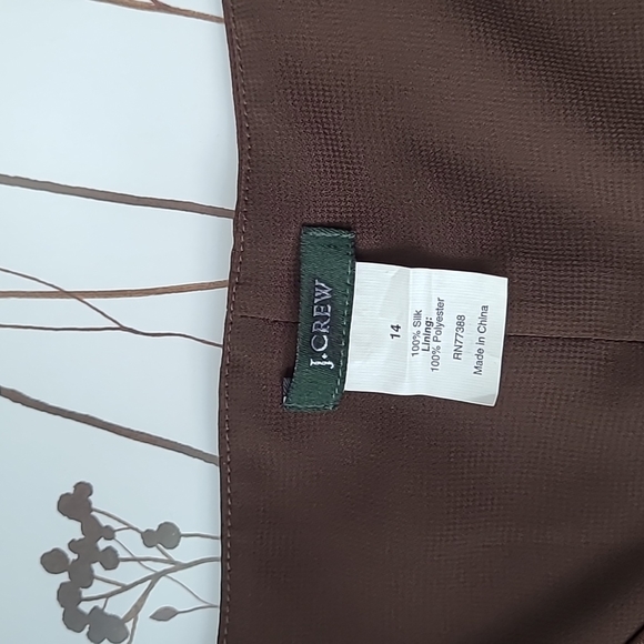JCREW Silk Evening Dress | Coffee Brown| NWOT | Size 14 - Picture 3 of 8